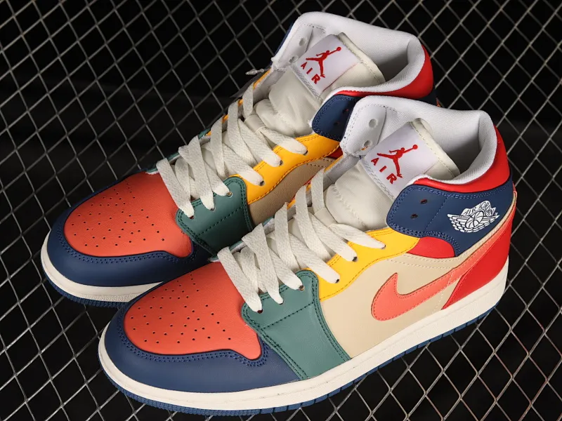 All categories Air Jordan Jordan series basketball shoes Air Jordan 1 Mid Air Jordan 1 "Multi-Colour" AJ1 Qiao 1 colorful color matching China basketball shoes DN3738-400
